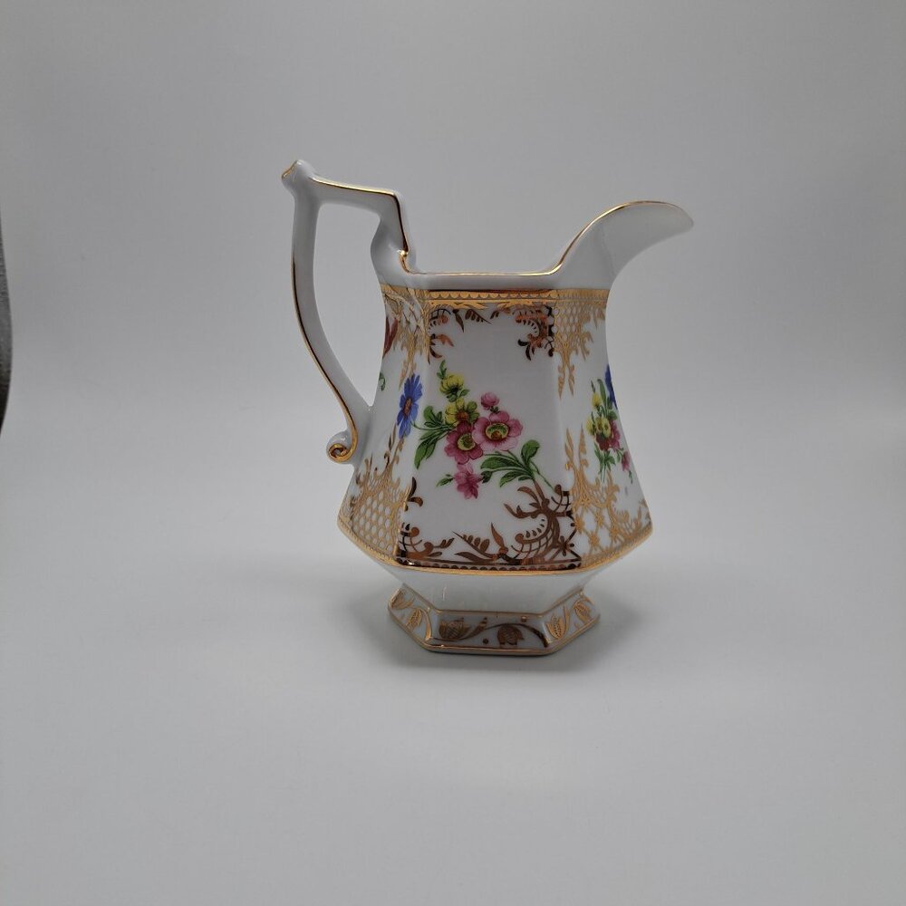 Royal Danube Ornate Floral Gold Trim Hexagonal Pitcher Pot
